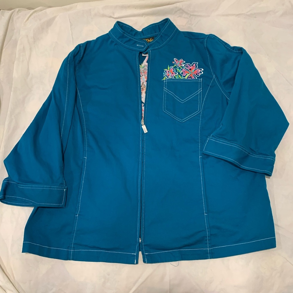 Bob Mackie Blue Jacket with Floral Detail
